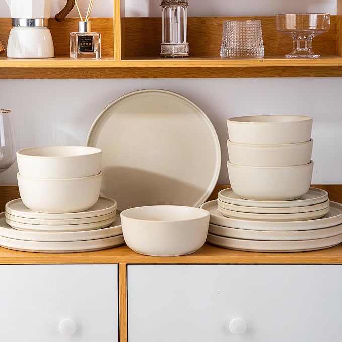AmorArc Stoneware Dinnerware Sets for 4,Reactive Ceramic Plates and Bowls Set,Highly Chip and Crack Resistant | Dishwasher & Microwave Safe | Round Dishes Set Service for 4 (12pc)