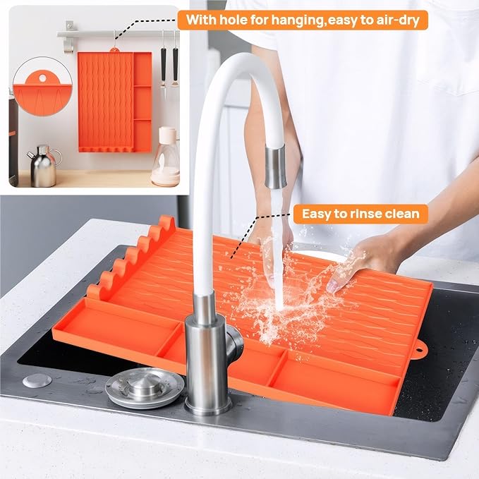 Silicone Grill Mat for Blackstone/Kitchen Countertop, Large Size Griddle Mat Compatible with Blackstone, Non-Slip Silicone Grill Mat, BBQ Side Shelf Mat Grill Pad (Orange)