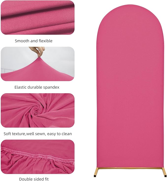 Wedding Arch Cover 7.2FT 6.6FT 6FT Arch Backdrop Cover Spandex Fitted Arch Cover for Round Top Chiara Backdrop Stand Covers for Wedding Birthday Party Baby Shower Banquet Ceremony Decoration