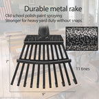 Oliynedy Leaf Rake for Gardening, Adjustable Metal Garden Rake for Leaves Long Handle 30-70", 11 Tines 9" Wide Small Lawn Collapsible Yard Adult Kids Rake for Camping Flower Beds Mulch Shrub
