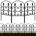 QIAOKAIYAN 24in(H) x 10.83ft(L) Decorative Garden Fence - Tall Garden Fence Animal Barrier 10 Pack Metal Fence Border Black No Dig Fence Panels Garden Fencing Border for Landscape Patio Yard Outdoor
