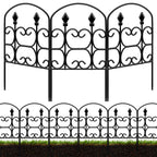 QIAOKAIYAN 24in(H) x 10.83ft(L) Decorative Garden Fence - Tall Garden Fence Animal Barrier 10 Pack Metal Fence Border Black No Dig Fence Panels Garden Fencing Border for Landscape Patio Yard Outdoor