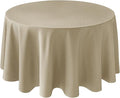Biscaynebay Textured Fabric Round Tablecloths 108", Natural Water Resistant Table Cloth Circle Folding Table Covers Linen for Dining, Kitchen, Wedding, Parties etc. Machine Washable