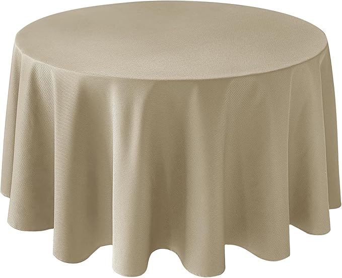 Biscaynebay Textured Fabric Round Tablecloths 90" for Round Tables diameters from 30" to 78", Natural Water Resistant Folding Table Covers Washable for Dining, Kitchen, Wedding, Parties etc