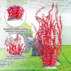 Hamiledyi Aquarium Plastic Plants Aquarium Decor Artificial Fish Tank Plants,Tall Fish Tank Decorations, Extra Large Aquarium Plant 23.6-inch Tall,2PCS（Red）
