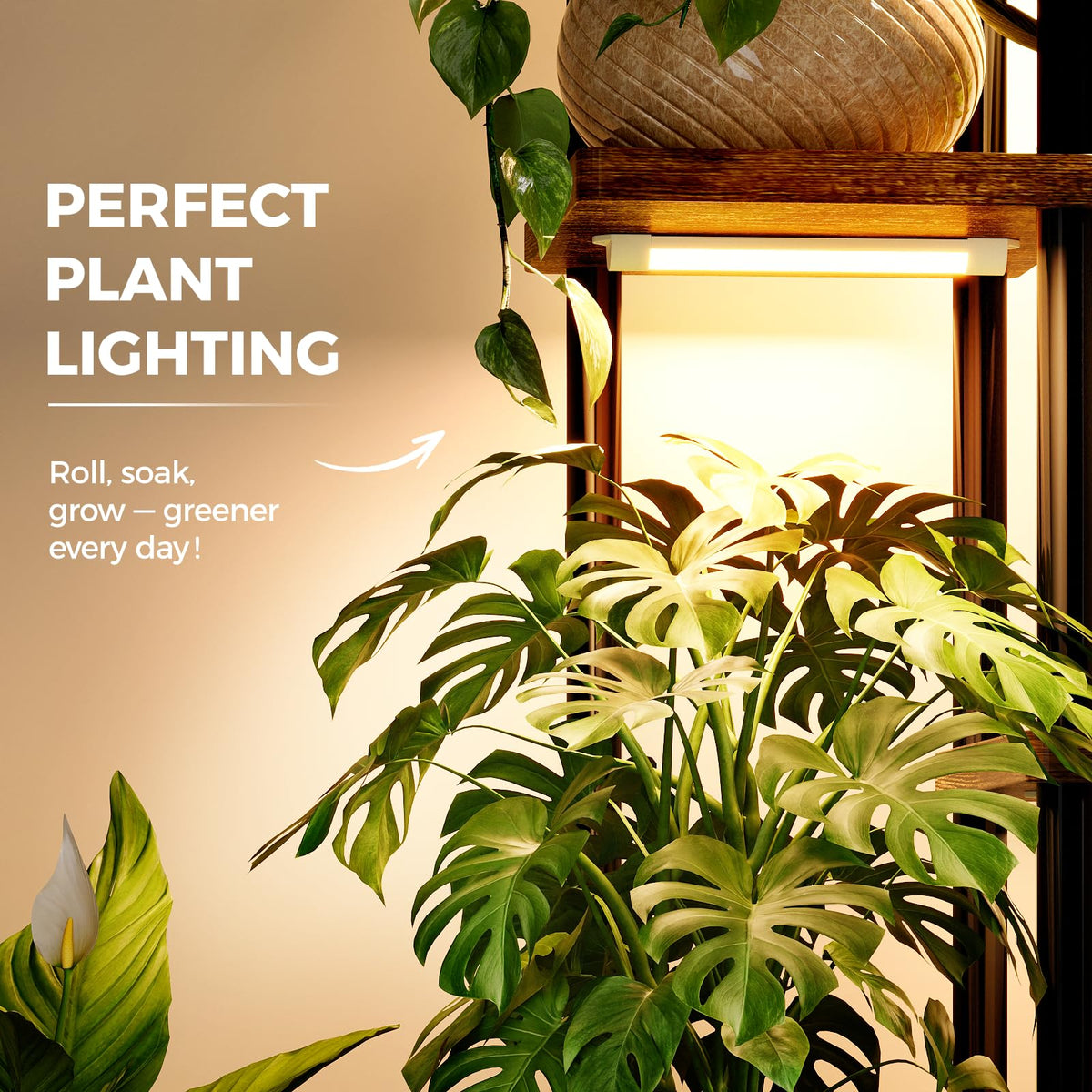 Bamworld Plant Stand with Grow Light for Indoor Plants Corner 7 Tier