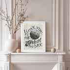 Poster Master Dictionary Art Poster - I Love You To The Moon and Back Print - Motivational Art - Gift for Him, Her & Lovers - Romantic Decor for Dorm, Bedroom or Living Room, 8x10 White Framed