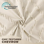 84 Inches Extra Long Beige Shower Curtain Boho Neutral Tufted Chevron Textured Striped Minimalist Shower Curtains for Bathroom
