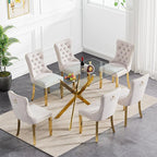 51.18" Glass Dining Table for 4-6, Dining Room Table with Clear Tempered Glass and Gold Metal Legs, Modern Rectangular Kitchen and Dining Room Dinner Table for Kitchen