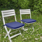 SleepMan Outdoor 17"x16" Chair Cushions with Ties Set of 4, Water Resistant All Weather U-Shape Seat Pads for Patio Garden Furniture Indoor (Set of 4, Dark Blue)