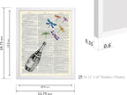 Poster Master Dictionary Art Poster - Champagne Bottle Print - Dragonfly Art - Alcohol Art - Gift for Men, Women & Bartender - Great Decor for Bar, Kitchen or Restaurant, 11x14 White Framed