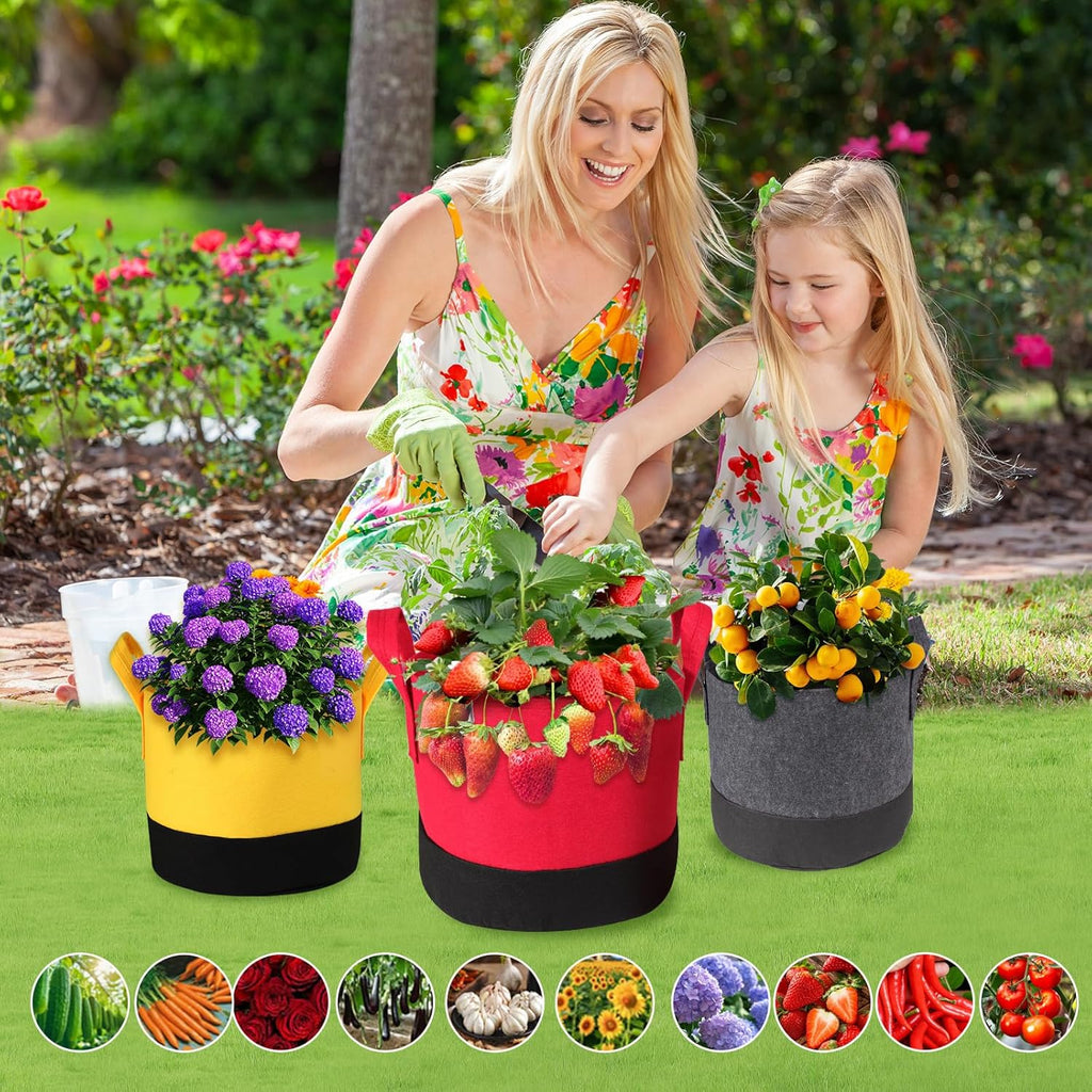 Grow Bags 5 Gallon,6 Pack Fabric Plant Pots with Handles Planter Bag for Outdoor Garden Planting Vegetables Flowers Fruit