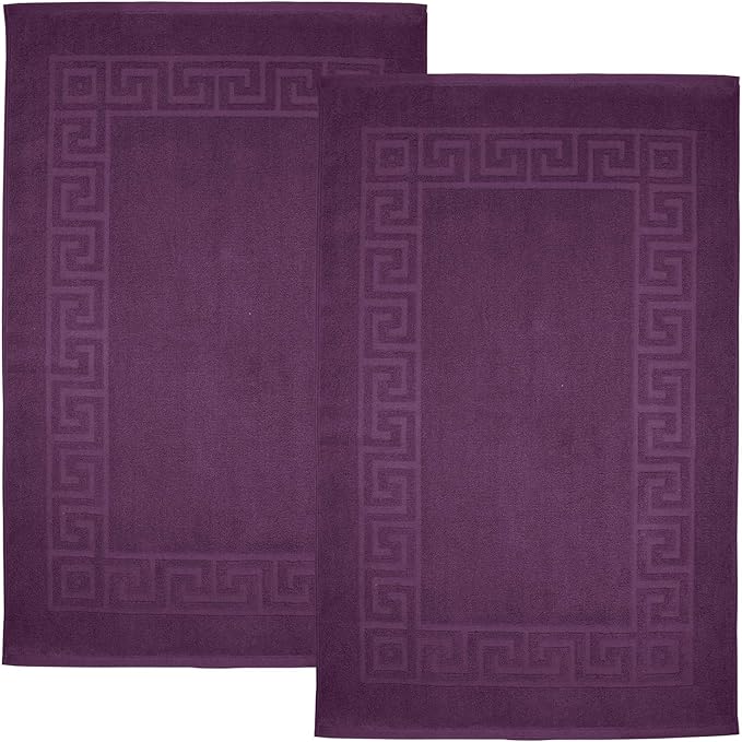 DAN RIVER Greek Bath Mat - Purple Passion, 100% Ring Spun Cotton, Pack of 2, 20x32 inches, 800 GSM, Non-Slip, Absorbent, Quick Drying, Machine Washable Bathroom Floor Mats for Shower, Kitchen & Bath