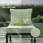 24x24 Inch Outdoor Chair Cushion with Removable Cover, Patio Furniture Cushion - Water-Repellent, Fade-Resistant, Non-Slip Bottom & Straps, Replacement for Deep Seat Sofa & Couch - Sage Green