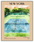 Retro Vintage New York Wall Art Print - 11x14 Unframed Poster - New York City Souvenirs, Cute Trendy Colorful Wall Decor (Tennis Courts, 11x14")