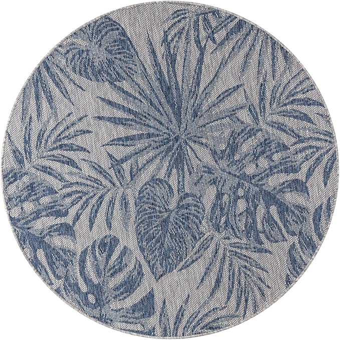 Keen Home Design Terrace Outdoor Round Rug - 5ft Round Washable Indoor/Outdoor Rug for Patio, Kitchen, Balcony, Beach, Garden, Deck and Porch, Size: 5'3" Round