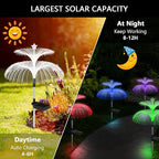 Weepong Solar Garden Lights 3 Pack New Upgraded Solar Lights Outdoor Waterproof 7 Color Changing Double Jellyfish and Star Flower Garden Decor Yard Lawn Christmas Outdoor,Gifts for Mother's Day Women
