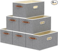 Yawinhe Foldable Storage Baskets for Shelves, Fabric Closet Organizers, Bins with 3 Handles, Cubes for Clothes, Grey, 15''Lx9.8''Wx8.3''H, 6-Pack