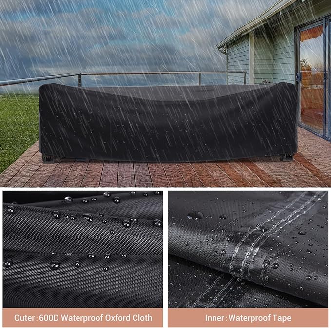 Patio Furniture Set Cover Waterproof, Mrrihand Outdoor Sectional Sofa Set Cover Heavy Duty 600D Table and Chair Set Cover 118" L× 57" W× 28" H