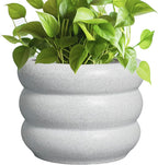 SQOWL Ceramic Planter for Indoor Plants - 8 Inch Plant Pot with Drainage Hole Outdoor Flower Pot Modern Round Planter Medium Plant Pot for Garden Office Decor White