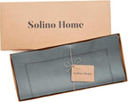 Solino Home Linen Hemstitch Table Runner 36 Inches - 100% Pure Linen Dark Grey Table Runner 14 x 36 Inch Ideal for Dresser and Coffee Tables - Classic Hemstitch - Thanksgiving