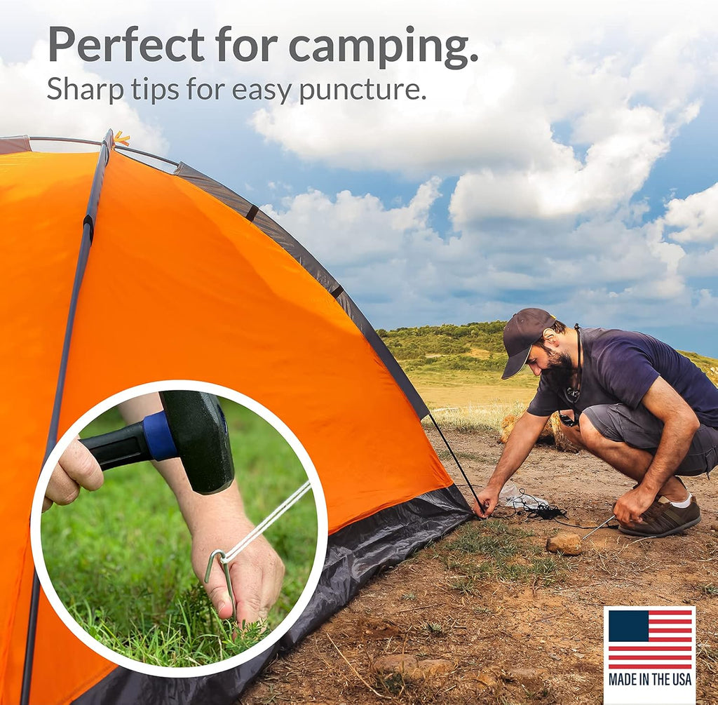 Pinnacle Mercantile 120 Pack Tent Stakes Metal Garden Edging Fence Hooks Pegs Christmas Decoration Stakes Made USA 9 inches Long