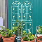 2 Pack Metal Garden Trellis 86.7" H Garden Fence Rustproof Trellis Cream White for Climbing Plants Support Roses Flower Cucumber Outdoor Lawn, Cream White