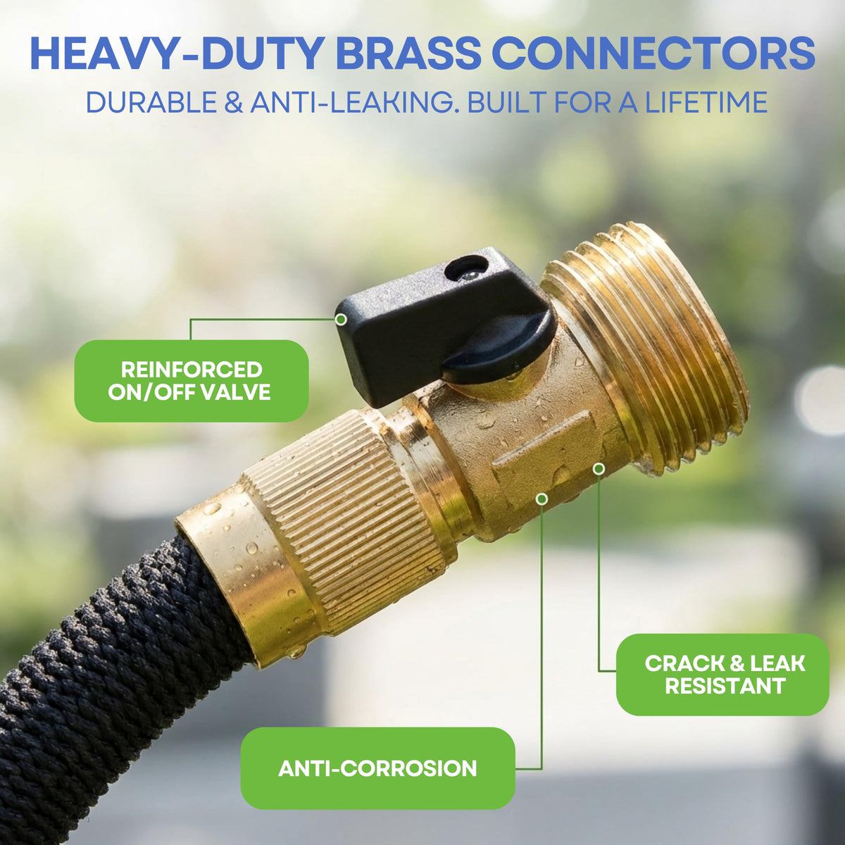 J&B XpandaHose 100ft Expandable Garden Hose, Lightweight, Brass Connectors