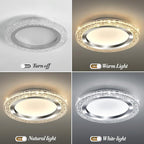 UOFUS 32W LED Flush Mount Ceiling Light Chrome 15.7inch Modern Round Ceiling Light Fixture 3000K-6000K Super Bright Circle Ceiling Lamp for Bedroom Kitchen Dining Room Entryway Hallway Foyer