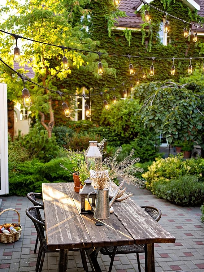addlon 48 FT Outdoor String Lights Timer Control Commercial Grade Weatherproof 18 Edison Vintage Bulbs ETL Listed Heavy-Duty Decoration Christmas Lights for Patio Backyard Garden