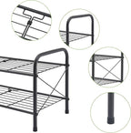 Hoctieon 2 Tier Shoe Rack for Closet, Durable Mesh Style Shoe Rack, Entryway Shoe Shelf, Shoe Storage Organizer for Hallway, Bedroom, Living Room, Wardrobe, Black