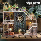 CUTEBEE DIY Dollhouse Miniature Kit, DIY Wooden Dollhouse Kit Miniature House Kit Tiny House Kit, Creative Room Idea (Magic House)