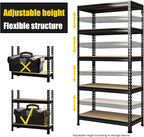 PrimeZone 32"W x 16"D x 63" H Storage Shelves - 2 Pack 5 Tier Adjustable Garage Storage Shelving, Heavy Duty Metal Storage Organizer Utility Rack Shelf Unit for Warehouse Pantry Closet Kitchen, Black
