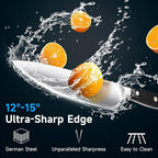 KEEMAKE Chef Knife, 8 Inch Sharp High Carbon Stainless Steel Kitchen Knife with Ergonomic Handle, Professional Cooking Knife, Kitchen Utensils for Meat Slicing and Vegetable Cutting