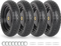 13" Flat-free Solid Tire and Wheel Replacement, with 5/8" Axle Bore Hole, 2.2" Offset Hub for Wheelbarrow Garden Wagon Trolley Dolly (4-pcs)