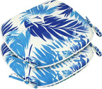SleepMan Outdoor 17"x16" Chair Cushions with Ties Set of 2, Water Resistant All Weather U-Shape Seat Pads for Patio Garden Furniture Indoor Fade Resistant Patio Cushions (Blue Bamboo)
