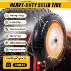 MZREXN 14.5" Wheelbarrow Tire Flat-Free 3.00/3.25/3.50/4.00-8" Solid Tire and Wheel with 3"-7" Centered Hub, 3/4" & 5/8" Bearings Replacement for Hand Truck/Dolly/Utility Cart/Garden Cart 2PCS White