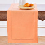 Solino Home Linen Coral Table Runner 132 Inches Long - 100% Pure Linen Extra Long Table Runner 14 x 132 Inch - Classic Hemstitch