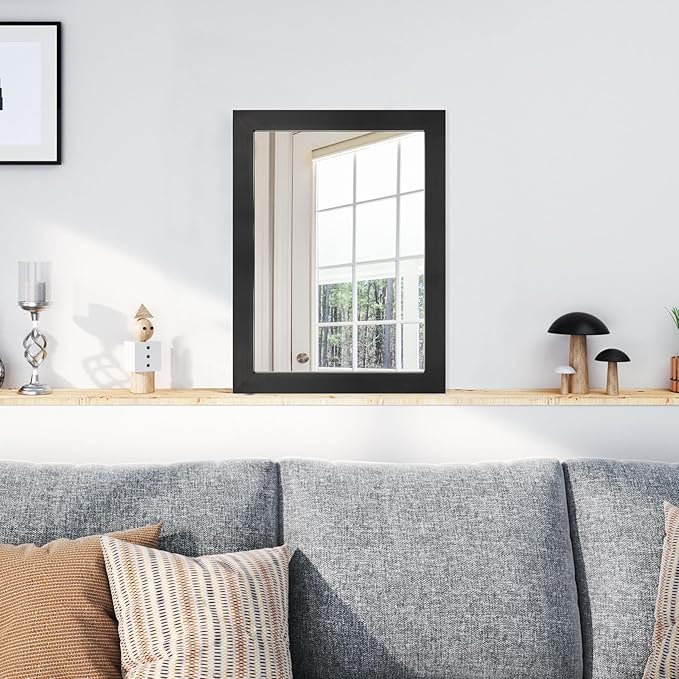 BOMINICA Rectangular Wall Mirror Framed Decorative Mirror 12” x 16” for Bathroom, Living Room, Vanity, Black