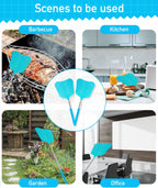 Wapodeai 2 Pack Fly Swatters Heavy Duty Set, Telescopic Fly Swatter, Stainless Steel Handle for Flyswatter (Blue)