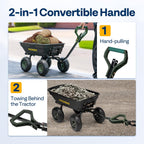 VIVOHOME 4 Cu.Ft 660lbs Wheelbarrow Garden Cart Dump Wagon with 2-in-1 Convertible Handle Attach to ATV or Tractor, 10" All Terrain Wheels, Quick Release System, Heavy Duty Utility Trailer for Yard