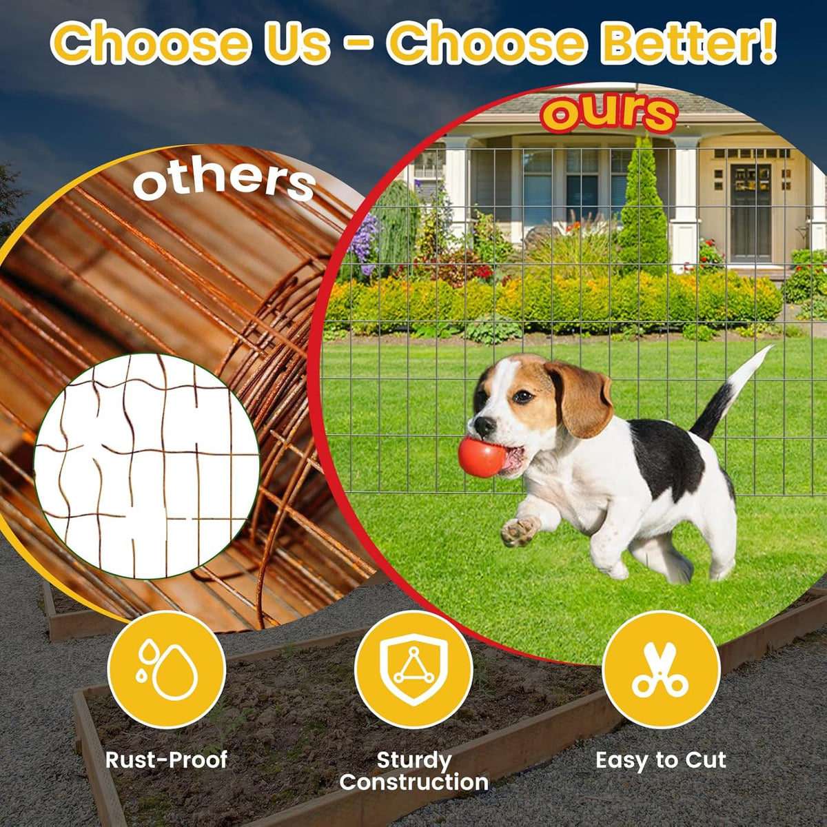 Welded Wire Fence, 4Ft x 50Ft 15Ga Chicken Wire Fencing, Garden Border Fencing Roll Metal Wire Mesh for Yard Vegetable Plant Protection Poultry Netting