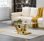 HomVent Modern Glass Coffee Table, with Stainless Steel, Living Room Table for Living Room Bedroom