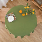 NLMUVW Round Table Cloth 48 Inch, Olive Green Small Tablecloth Linen Farmhouse Table Cover or Kitchen Dining Coffee Spring Decor