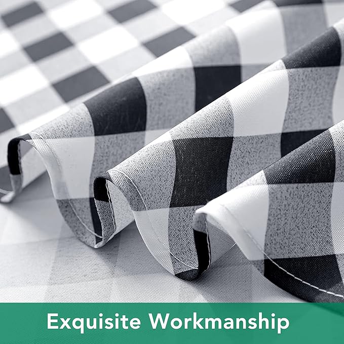 Biscaynebay Fabric Round Tablecloths 70", Black/Grey Scottish Plaid Table Cloth Small Circle Folding Table Covers Water Resistant for Dining, Kitchen, Wedding & Parties