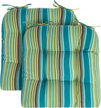FUNHOME Outdoor Chair Cushions 19 x19 Inch,Water Resistant Tufted Seat Cushions 19",Reversible,Weather Resistant,Rounded Back Wicker Chair Cushion for Patio Garden Furniture(Green Stripe)