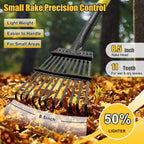 Rake for Leaves: Small Metal Garden Rake, 8.5" Wide, 11 Metal Tines,Heavy Duty Lightweight Kids Leaf Rakes for Small Lawn Yard Shrub,Tight Spot Garden Bed Leaf Debris Picking Cleaning, 60” Long Handle