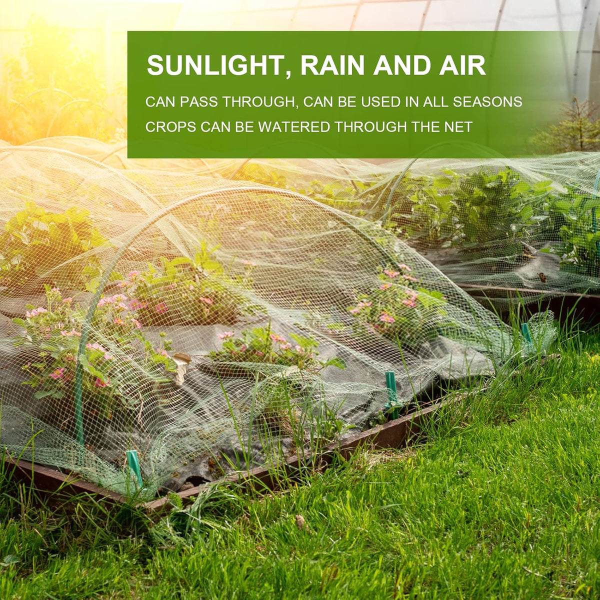 10 x 50FT Garden Netting, Cookmaster Plant Covers Durable Ultra Fine Mesh Protection, Garden Plant Row Cover, Raised Bed Barrier Screen Protection Net Cover for Plant Vegetable Fruit Flower