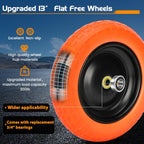 13" Flat Free Wheels Replacement for GOR Garden Cart Tires, 4.00-6 Solid Tires with 5/8"Bearings, 13" No Flat Wheels for GOR Garden Carts/Hand Trucks/Garden Carts（Orange）