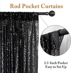 ShinyBeauty Black Backdrops 2 Pieces Sequin Curtains 4FTx7FT Photoshoot Background Glitter Backdrop Curtain Panels Shimmer Backgrounds for Wedding,Halloween,Party,Studio Decor(8FTx7FT)
